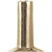 16" Gold Aluminum Metal Geometric Circular Vase with Linear Etchings