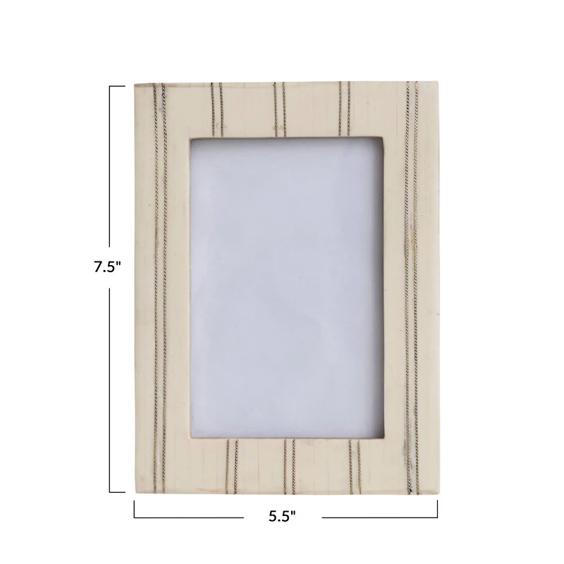 Hello Honey® Cream & Gold Pinstripe Photo Frame