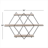 Brown Wood Contemporary Wall Shelf, 20" x 30" x 7"