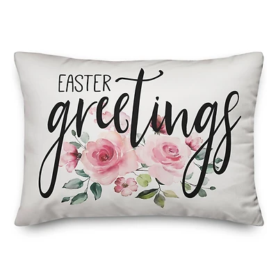 Easter Greetings Floral Throw Pillow