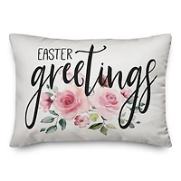 Easter Greetings Floral Throw Pillow