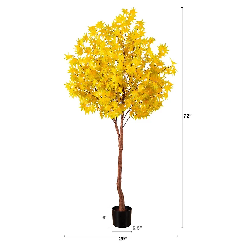 6ft. Pre-Lit Yellow Autumn Maple Artificial Fall Tree with 350 Warm White LED Lights