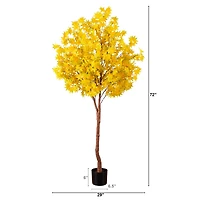 6ft. Pre-Lit Yellow Autumn Maple Artificial Fall Tree with 350 Warm White LED Lights