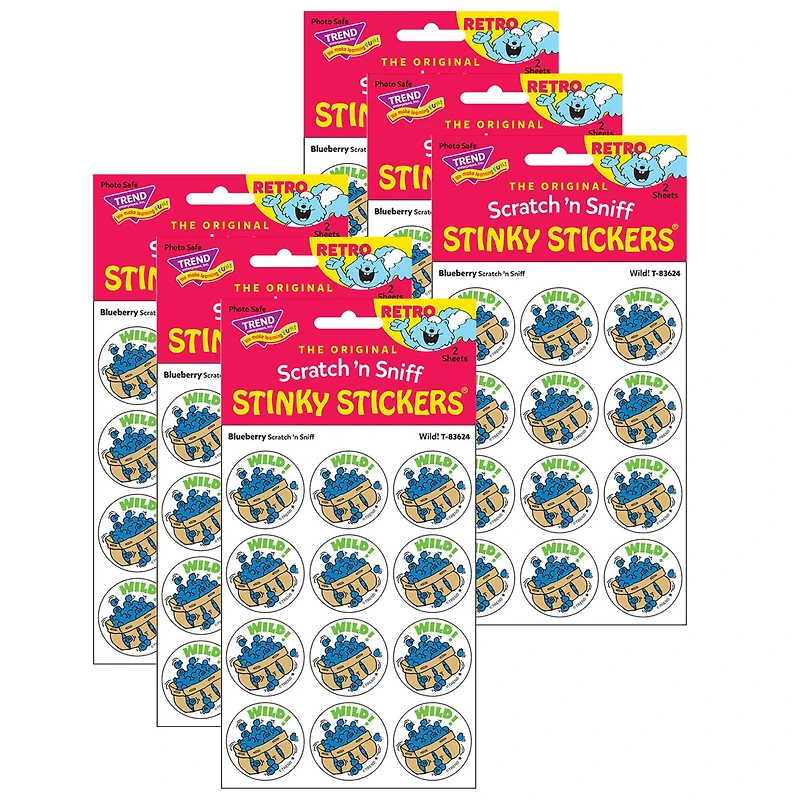 TREND Enterprises® Wild! Blueberry Scented Stickers, 6 Packs of 24