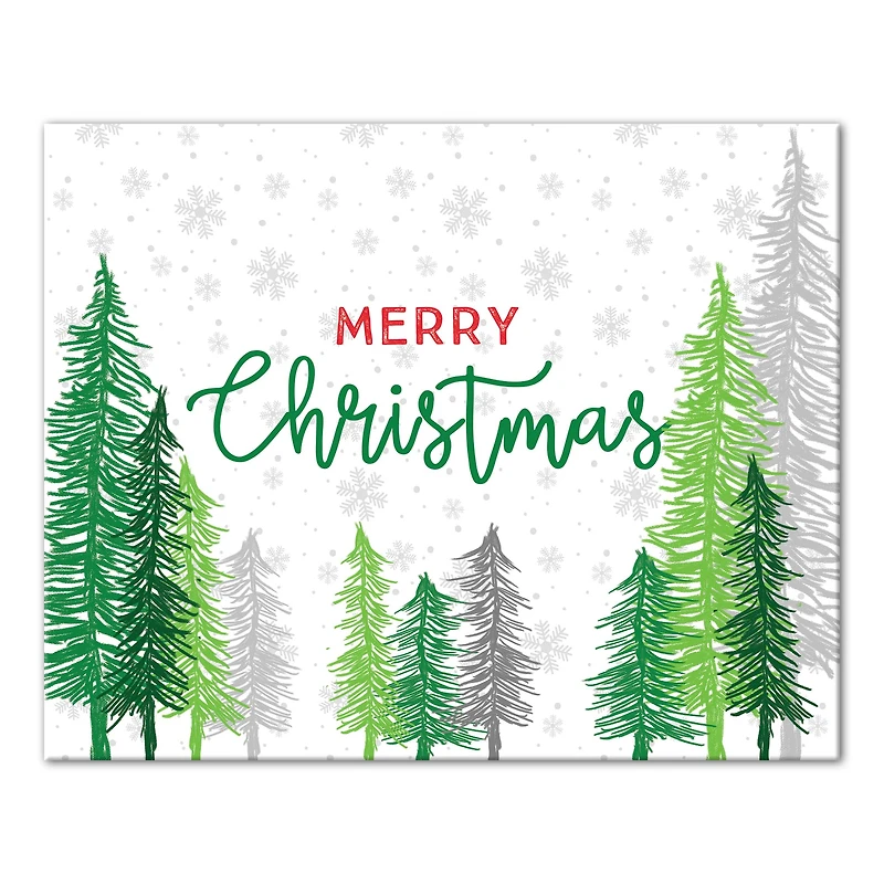 Merry Christmas Forest Canvas Wall Art
