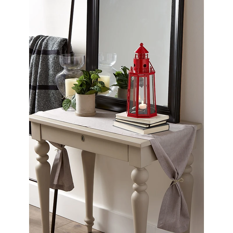 13.5" Red Lighthouse Hanging Candle Lantern