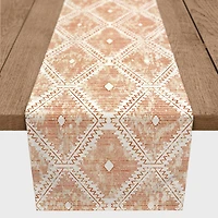 90" Orange Ikat Poly Twill Table Runner