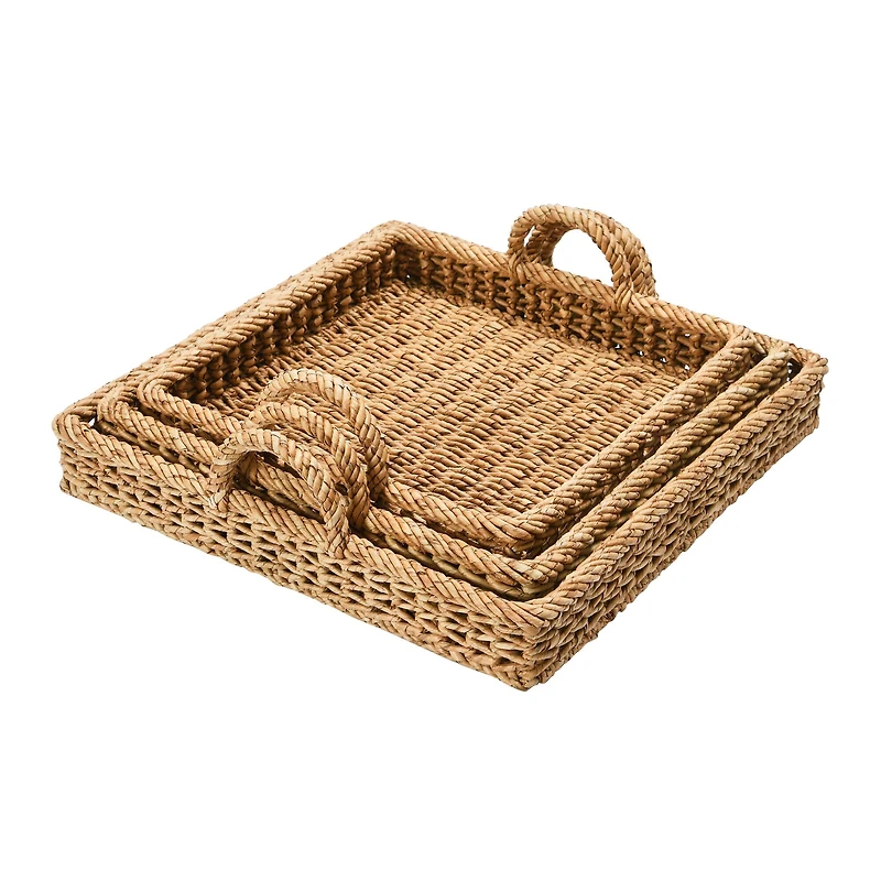 Hello Honey® Decorative Water Hyacinth Tray Set