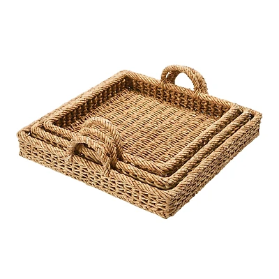 Hello Honey® Decorative Water Hyacinth Tray Set