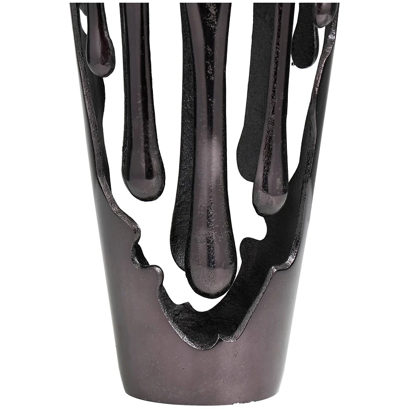 15" Black Aluminum Drip Vase with Melting Designed Body