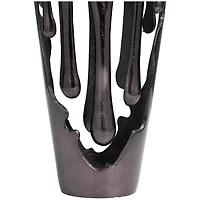 15" Black Aluminum Drip Vase with Melting Designed Body
