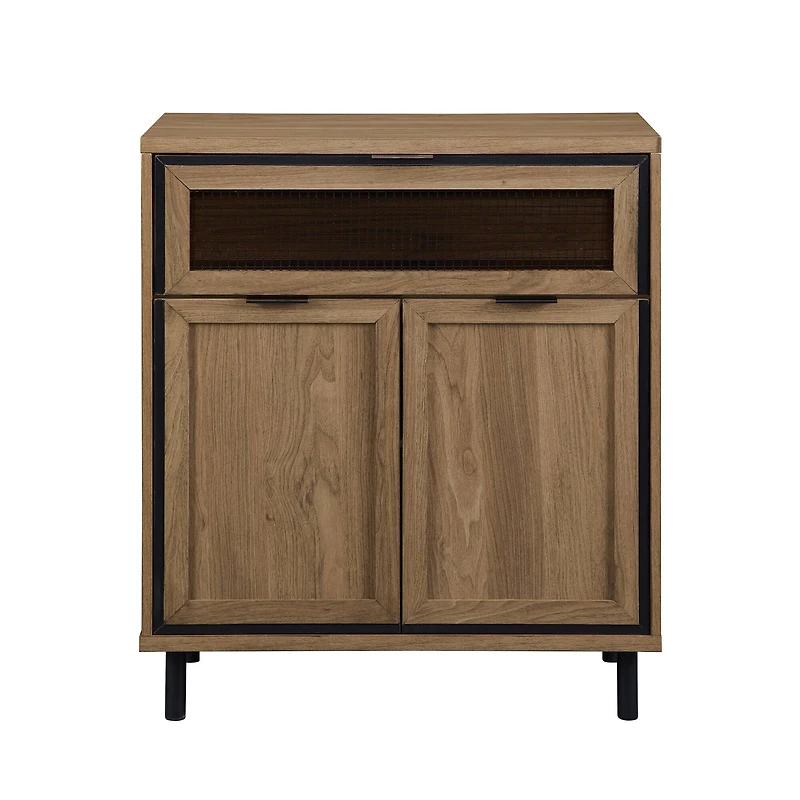 Walker Edison English Oak Mesh Metal Accent Cabinet