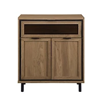 Walker Edison English Oak Mesh Metal Accent Cabinet
