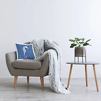 Stupell Industries White Seahorse Aquatic Blue Diamond Pattern Throw Pillow, 18" x 18"