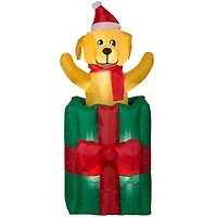 5ft. Airblown® Inflatable Animated Puppy in Christmas Gift Box
