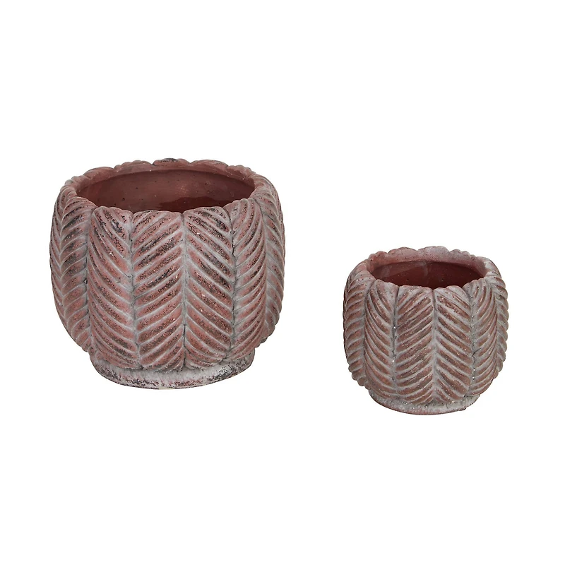 Deco Leaf Cement Flower Pot Set