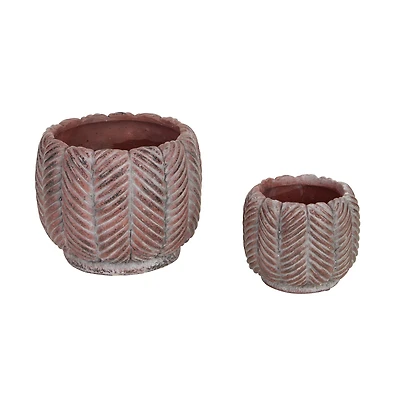 Deco Leaf Cement Flower Pot Set