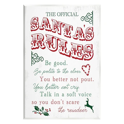 Stupell Industries Official Santa's Rules Christmas List Wall Plaque Art