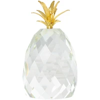 Clear & Gold Crystal Faceted Pineapple Sculpture Set