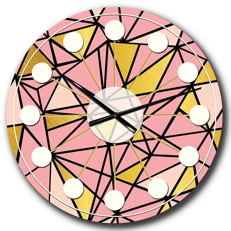 Designart 'Triangular Gold Design Ii Mid-Century Modern Wall Clock