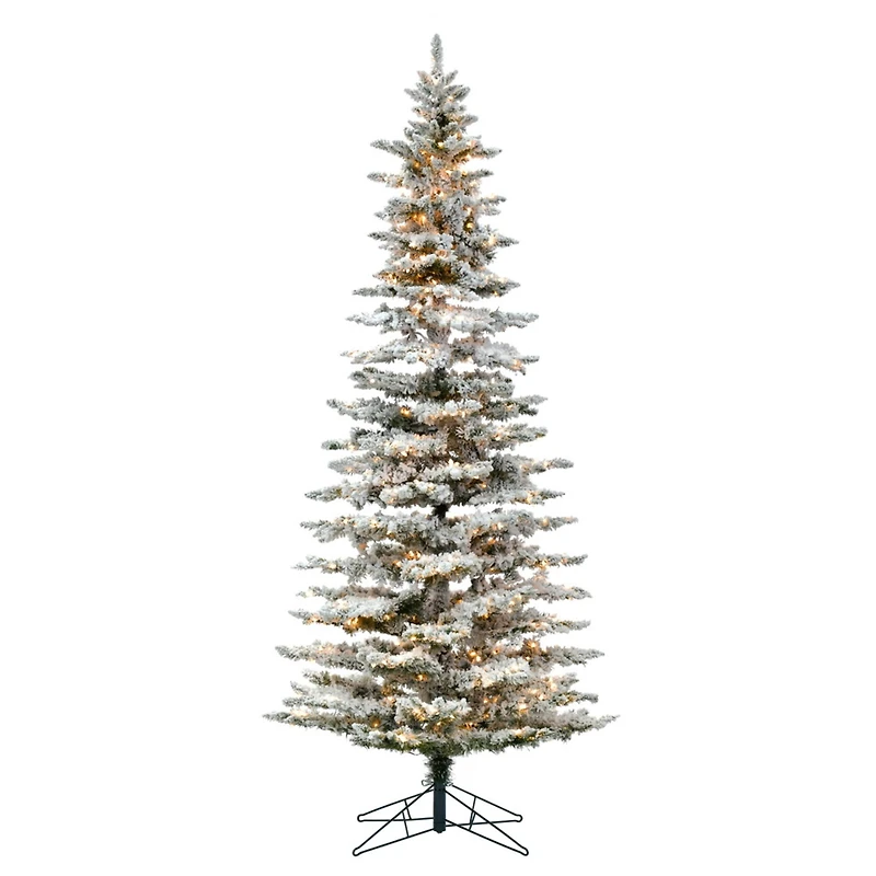 9ft. Pre-Lit Flocked Utica Fir Artificial Christmas Tree, Pure White LED Lights