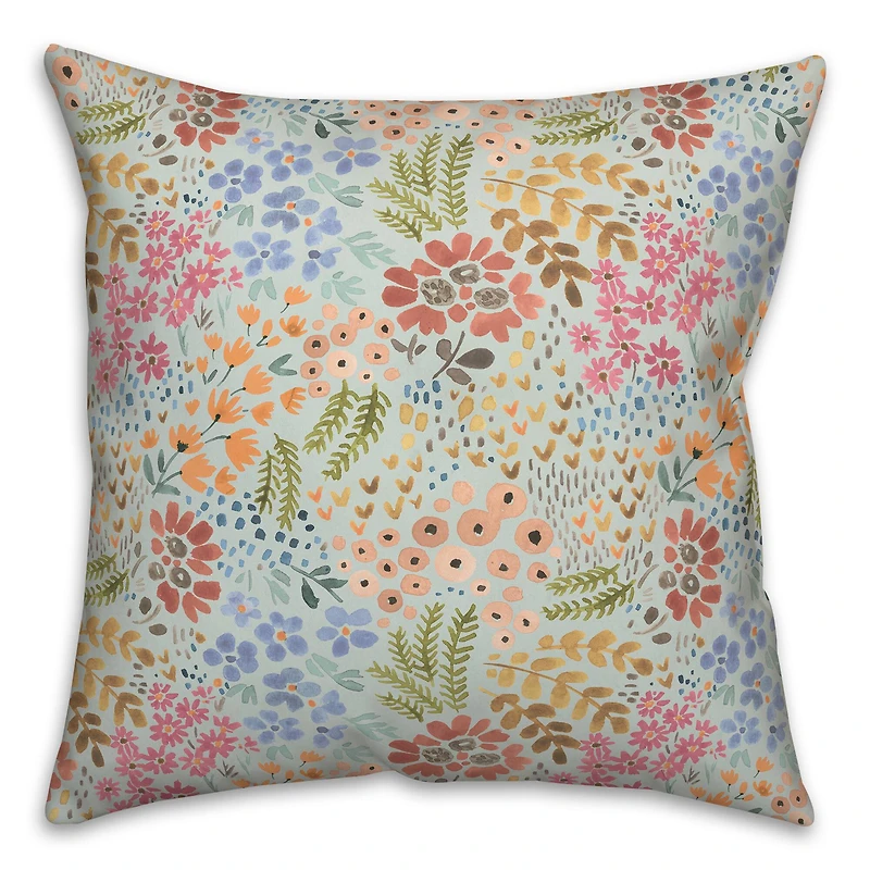 Wild Flower Floral Square Throw Pillow