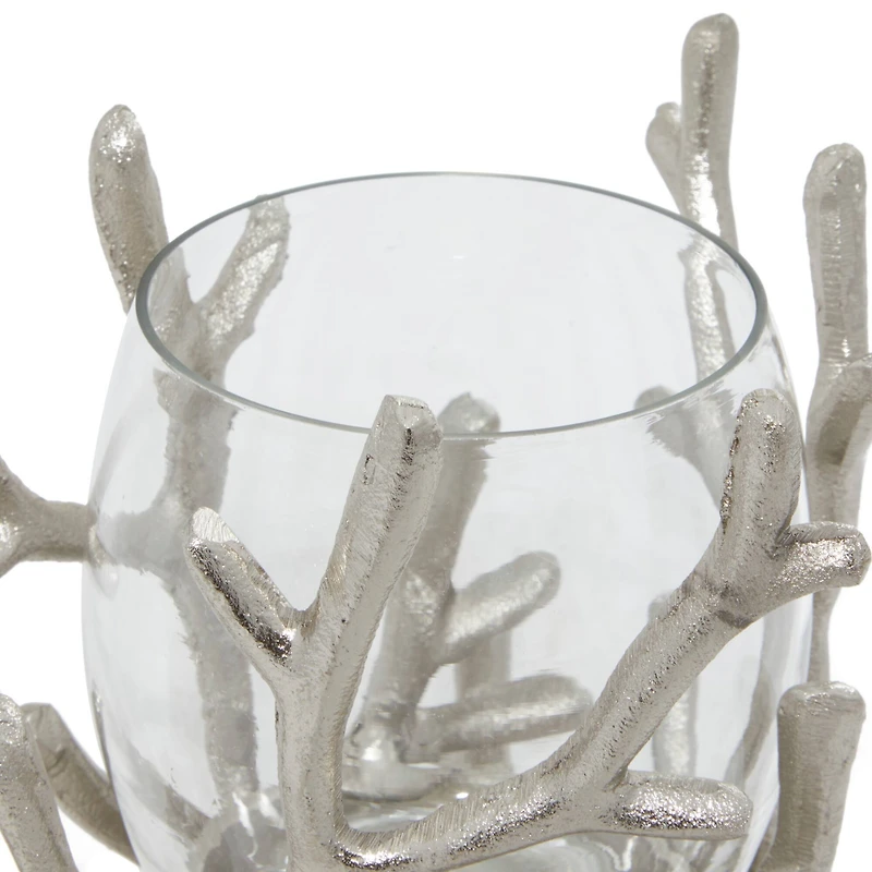 6" Silver Aluminum Coastal Candle Holder