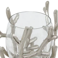 6" Silver Aluminum Coastal Candle Holder