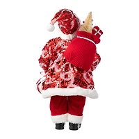 Glitzhome® 18"H Faux Fur Christmas Peppermint Santa Figurine