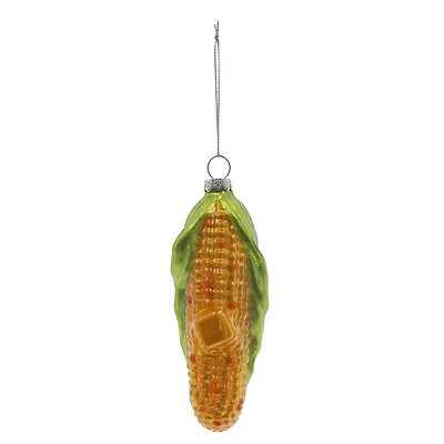 4.75" Yellow & Green Corn Glass Ornament by Ashland®