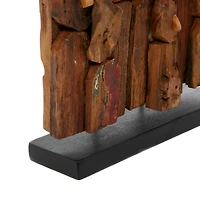 16" Brown Teak Wood Natural Abstract Sculpture