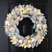 Glitzhome® 24" LED Snow Flocked Christmas Wreath