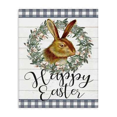 Stupell Industries Easter Bunny Wreath Phrase Canvas Wall Art