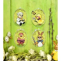 Orchidea Plastic Canvas Counted Cross Stitch Kit With Plastic Canvas Easter Eggs Set of 4 Designs