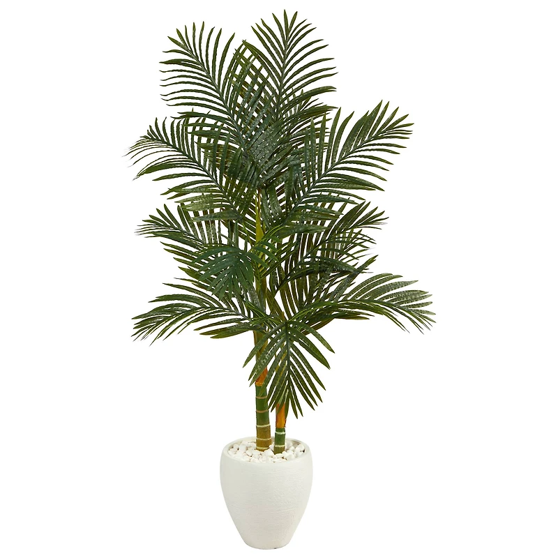 5.5ft. Golden Cane Artificial Palm Tree in White Planter
