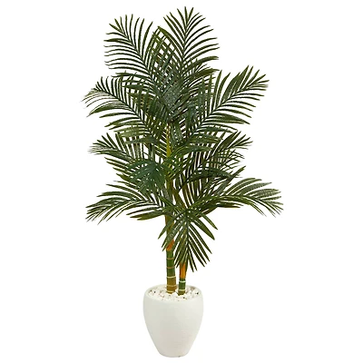 5.5ft. Golden Cane Artificial Palm Tree in White Planter