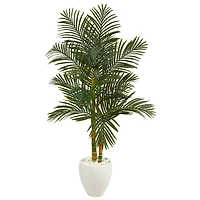 5.5ft. Golden Cane Artificial Palm Tree in White Planter