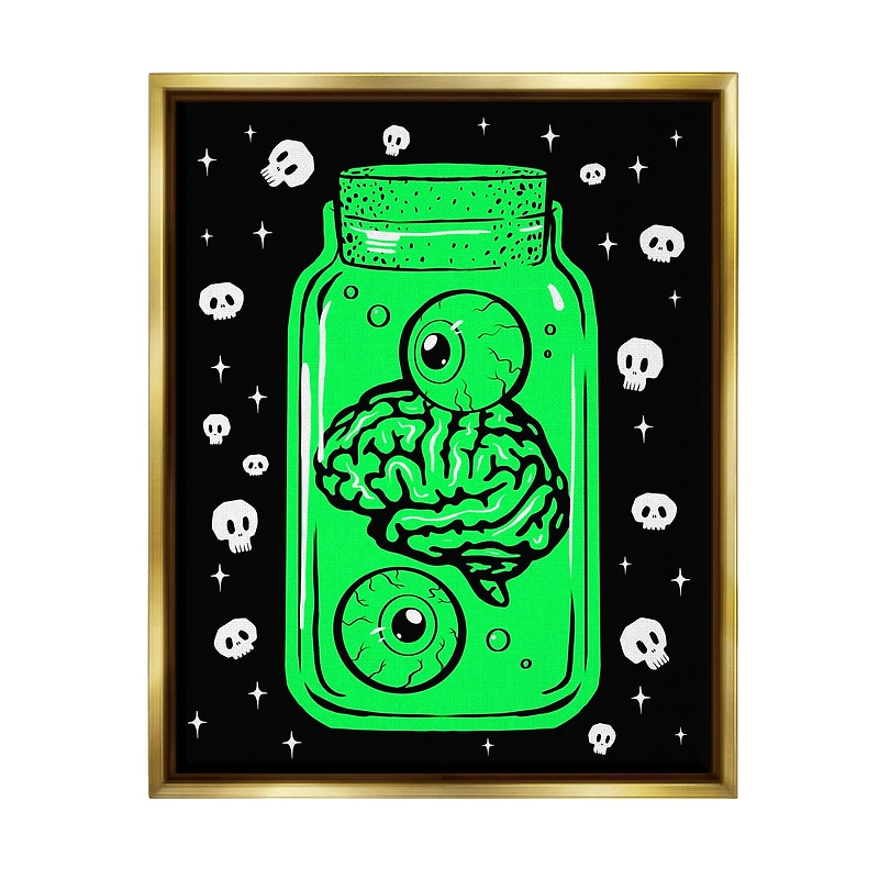 Stupell Industries Spooky Specimen Jar Framed Floater Canvas Wall Art