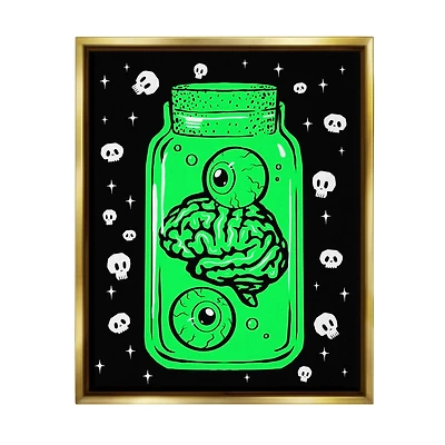 Stupell Industries Spooky Specimen Jar Framed Floater Canvas Wall Art