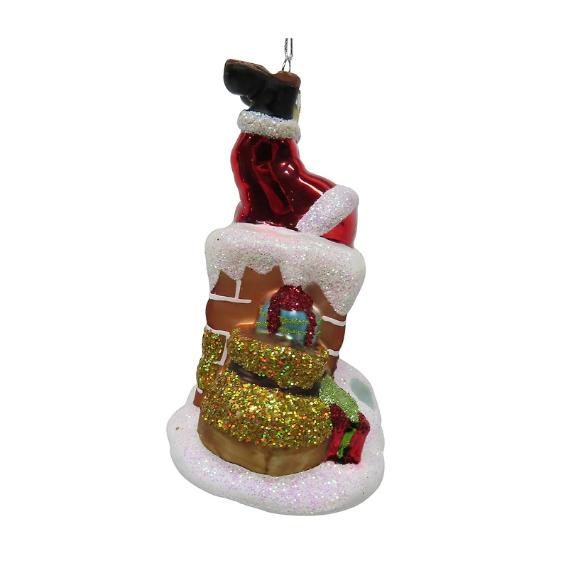 5" Santa in Chimney Glass Ornament by Ashland®