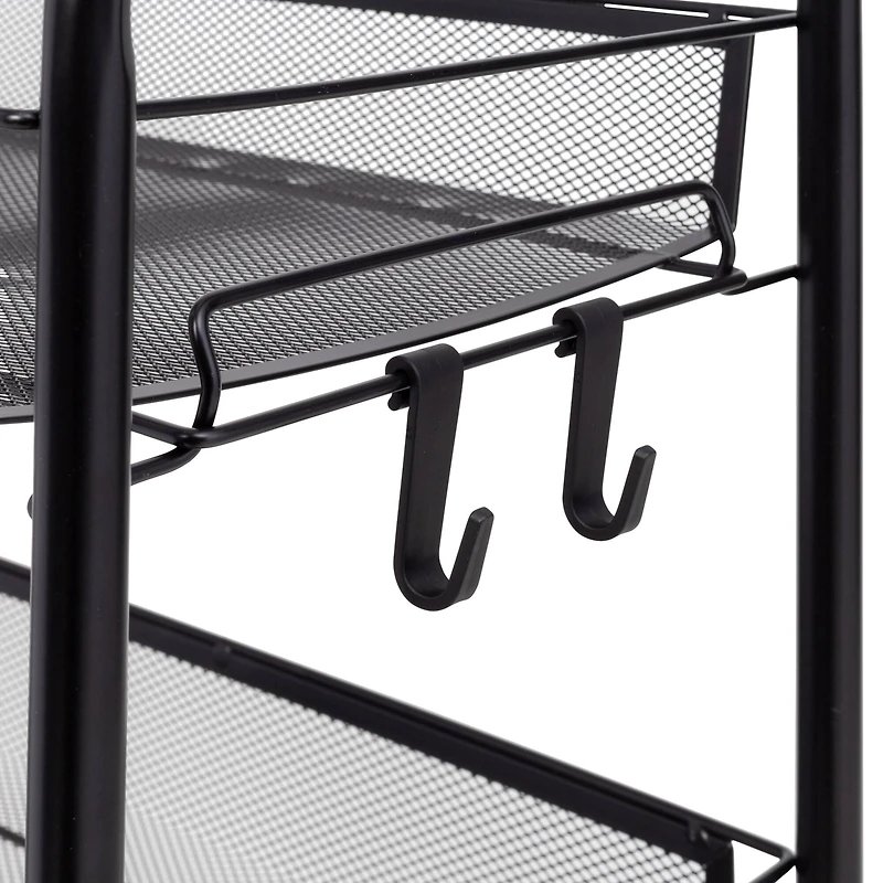 Honey Can Do Black 4-Tier Metal Rolling Cart with Trays