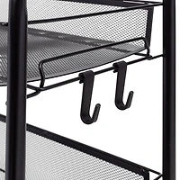 Honey Can Do Black 4-Tier Metal Rolling Cart with Trays