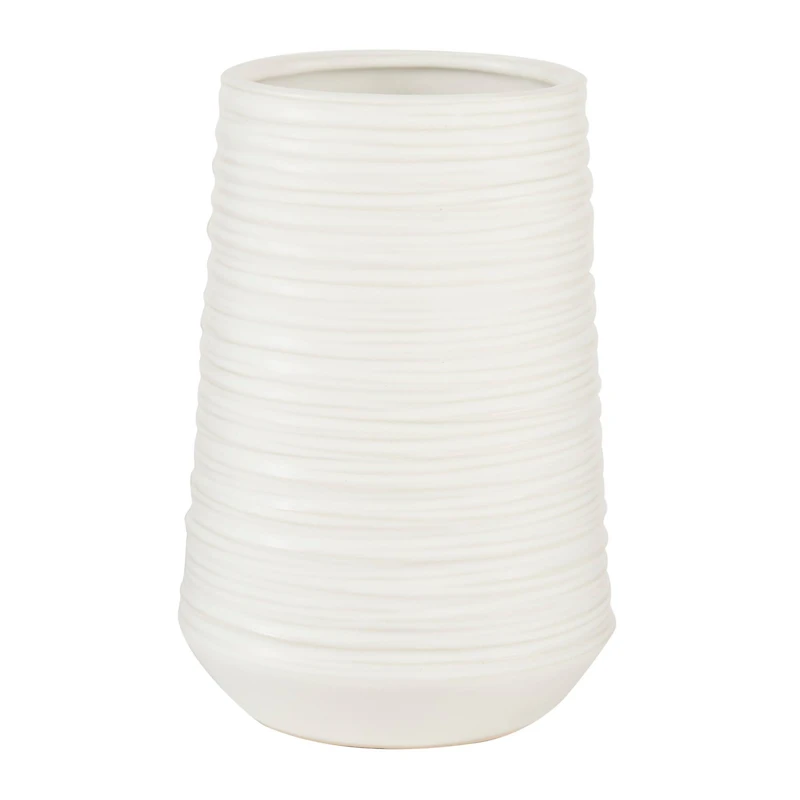 CosmoLiving by Cosmopolitan 7" White Porcelain Contemporary Vase