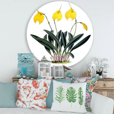 Designart - Retro Orchid Flowers - Farmhouse Metal Circle Wall Art