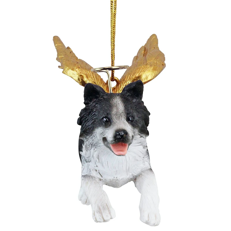 Design Toscano Honor the Pooch Border Collie Holiday Dog Angel Ornament Collection