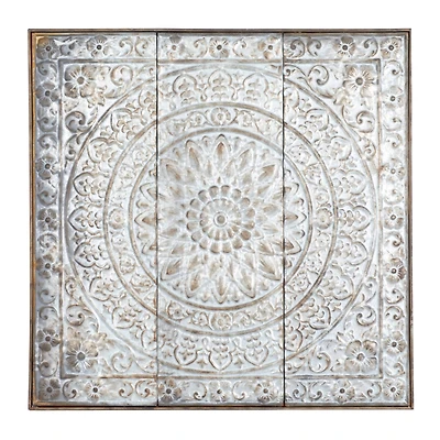 36" Gray Metal Rustic Floral Wall Décor