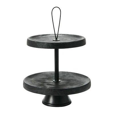 Hello Honey® 14" Black Elegant Modern 2-Tiered Tray