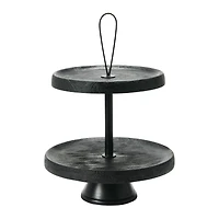 Hello Honey® 14" Black Elegant Modern 2-Tiered Tray
