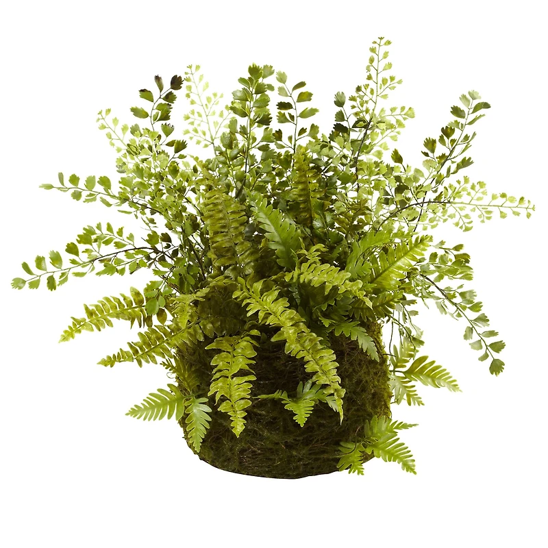 13" Fern and Twig Moss Basket