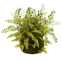 13" Fern and Twig Moss Basket